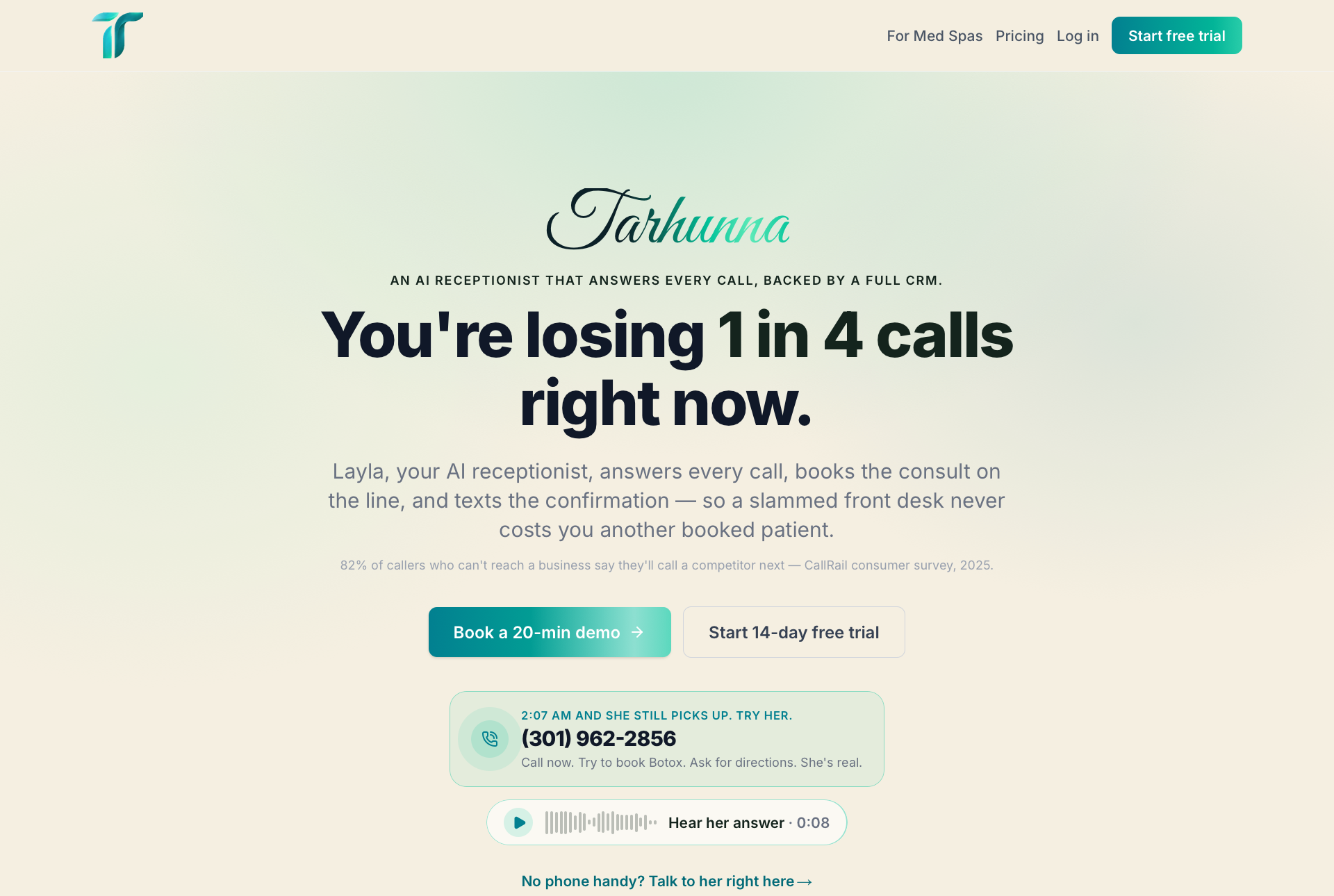 Marketing site for Tarhunna CRM